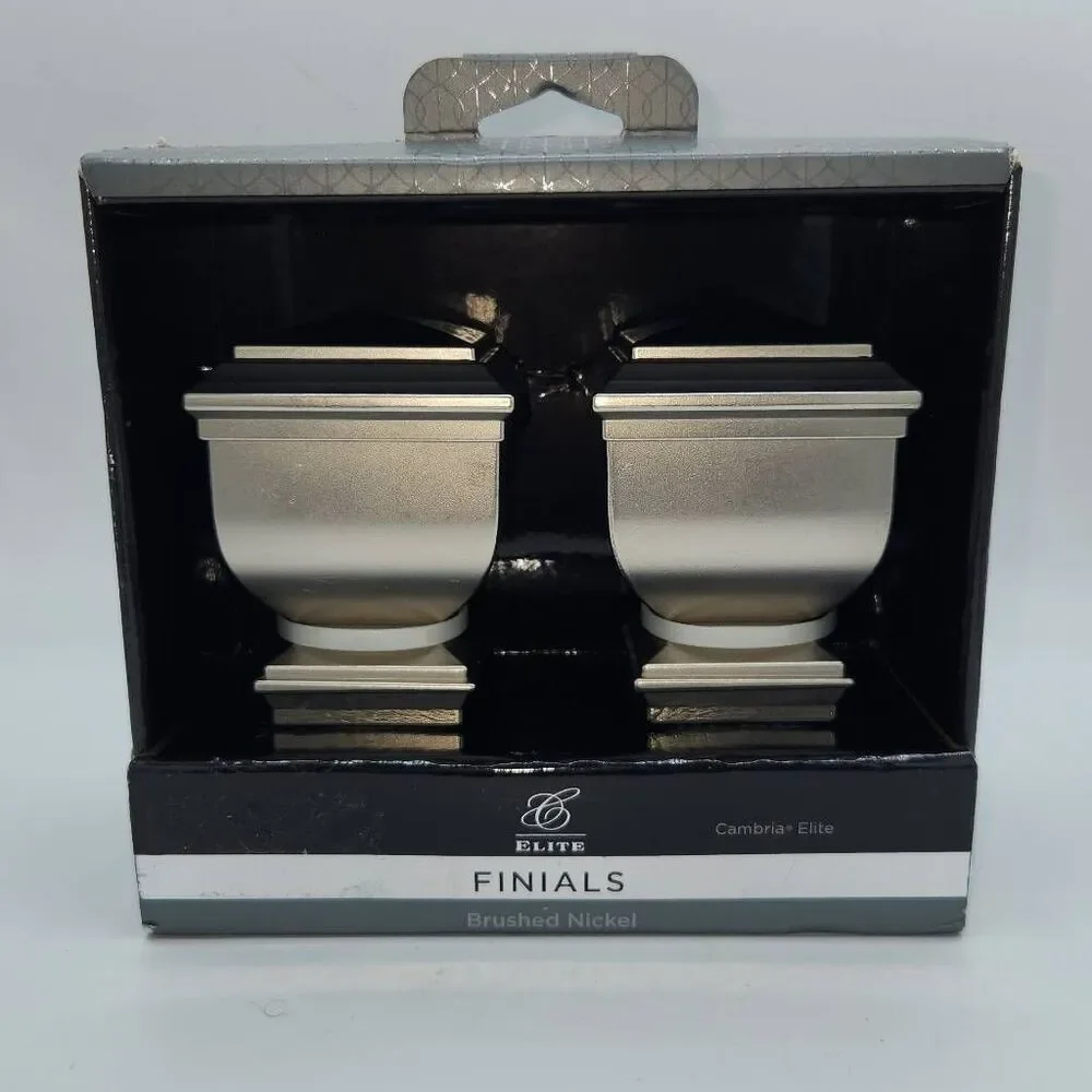2 Pack Cambria Elite Finials Brushed Nickel Napoleon Premium Quality Drapery